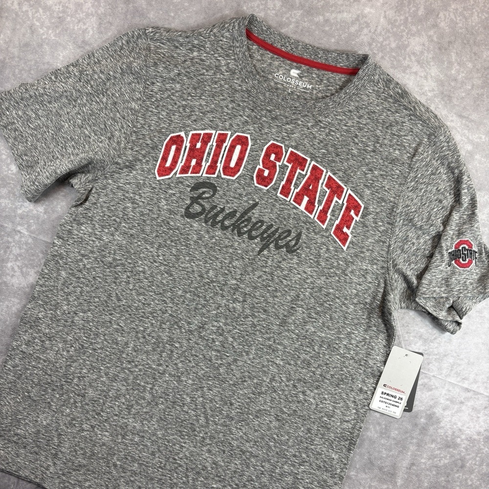 Ohio State Buckeyes T Shirt Mens L Gray Short Sleeve Rare Sample College NEW